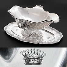 Load image into Gallery viewer, LAPAR Antique French Sterling Silver Gravy Sauce Boat, Crown Engraving