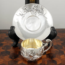 Load image into Gallery viewer, Antique French Sterling Silver Demitasse Cup & Saucer, Thistle Coffee Tea Moka