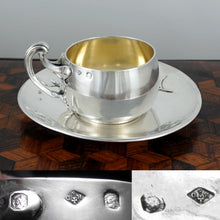 Load image into Gallery viewer, Antique French Sterling Silver Demitasse Cup & Saucer, Thistle Coffee Tea Moka