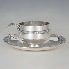 Load image into Gallery viewer, Antique French Sterling Silver Tea / Coffee Cup & Saucer Set, Henin & Cie, Neoclassical