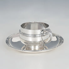 Load image into Gallery viewer, Antique French Sterling Silver Tea / Coffee Cup & Saucer Set, Henin & Cie, Neoclassical