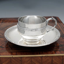 Load image into Gallery viewer, Antique French Sterling Silver Tea / Coffee Cup & Saucer Set, Henin & Cie, Neoclassical