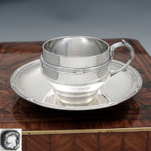 Load image into Gallery viewer, Antique French Sterling Silver Tea / Coffee Cup & Saucer Set, Henin & Cie, Neoclassical