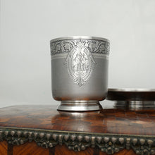 Load image into Gallery viewer, Antique French Sterling Silver Cup Saucer Set, Guilloche Engraving
