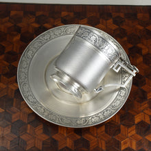 Load image into Gallery viewer, Antique French Sterling Silver Cup Saucer Set, Guilloche Engraving