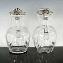 Load image into Gallery viewer, Boxed PAIR Antique French Sterling Silver Claret Jugs, Carafes by Risler & Carré
