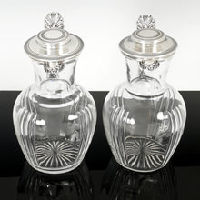 Load image into Gallery viewer, Boxed PAIR Antique French Sterling Silver Claret Jugs, Carafes by Risler & Carré