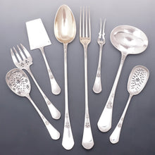 Load image into Gallery viewer, Antique French Sterling Silver 8pc Dessert / Hors d'Oeuvre Set, Heraldic Crown