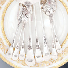 Load image into Gallery viewer, Antique French Sterling Silver 8pc Dessert / Hors d'Oeuvre Set, Heraldic Crown