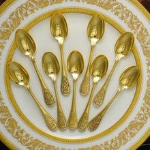 Load image into Gallery viewer, Antique French Sterling Silver Gilt Vermeil Demitasse Spoons Set, Moka, Espresso, Coffee
