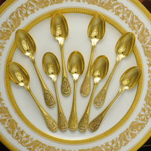 Load image into Gallery viewer, Antique French Sterling Silver Gilt Vermeil Demitasse Spoons Set, Moka, Espresso, Coffee