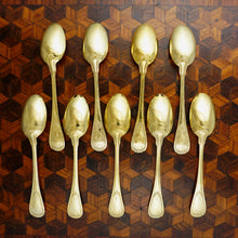 Load image into Gallery viewer, Antique French Sterling Silver Gilt Vermeil Demitasse Spoons Set, Moka, Espresso, Coffee