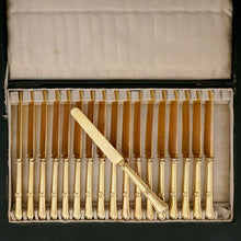 Load image into Gallery viewer, Antique French Silver Gilt Vermeil Knife Set of 18 Knives, Gordian Knot