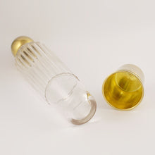 Load image into Gallery viewer, Antique French Sterling Silver Gold Vermeil Liquor Flask, Cut Glass Traveling / Opera Spirits Bottle