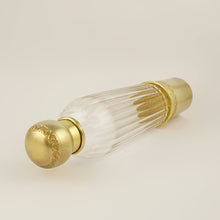 Load image into Gallery viewer, Antique French Sterling Silver Gold Vermeil Liquor Flask, Cut Glass Traveling / Opera Spirits Bottle