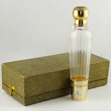 Load image into Gallery viewer, Antique French Sterling Silver Gold Vermeil Liquor Flask, Cut Glass Traveling / Opera Spirits Bottle