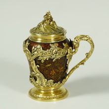 Load image into Gallery viewer, Antique French Sterling Silver Mustard Pot, Enamel on Copper, Gilt Vermeil
