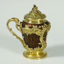 Load image into Gallery viewer, Antique French Sterling Silver Mustard Pot, Enamel on Copper, Gilt Vermeil