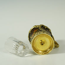 Load image into Gallery viewer, Antique French Sterling Silver Mustard Pot, Enamel on Copper, Gilt Vermeil