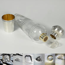 Load image into Gallery viewer, Large Antique French Sterling Silver & Cut Glass Liquor Flask, Fox Hunting / Riding / Field