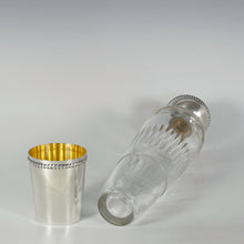 Load image into Gallery viewer, Large Antique French Sterling Silver & Cut Glass Liquor Flask, Fox Hunting / Riding / Field