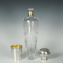 Load image into Gallery viewer, Large Antique French Sterling Silver &amp; Cut Glass Liquor Flask, Fox Hunting / Riding / Field
