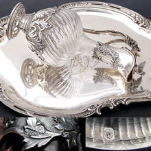 Load image into Gallery viewer, Antique French Sterling Silver Cut Crystal Liquor Service, Dragon Figural Decanter, Goblets & Tray