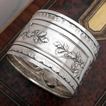 Load image into Gallery viewer, Antique French Sterling Silver Napkin Ring Belle Epoque Leaves & Berries