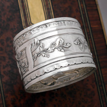 Load image into Gallery viewer, Antique French Sterling Silver Napkin Ring, Repousse, 47.6g
