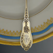 Load image into Gallery viewer, Antique French Sterling Silver Serving Ladle Spoon, Musical Instruments Motif
