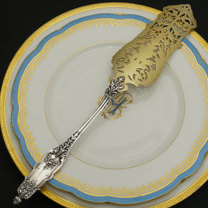 PUIFORCAT Antique French Sterling Silver Gold Vermeil Louis XVI / Acanthe (Acanthus) Dessert / Pie / Cake Server, Boxed