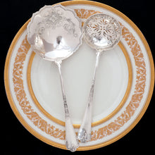 Load image into Gallery viewer, PUIFORCAT Antique French Sterling Silver FER DE LANCE Strawberry Server & Sugar Sifter Spoon Set
