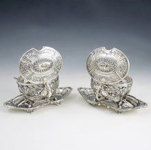 Load image into Gallery viewer, Pair Antique French Sterling Silver Mustard Pots, Louis XVI/Rococo Decoration Pair Antique French Sterling Silver Mustard Pots, Louis XVI/Rococo Decoration