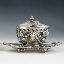 Load image into Gallery viewer, Pair Antique French Sterling Silver Mustard Pots, Louis XVI/Rococo Decoration Pair Antique French Sterling Silver Mustard Pots, Louis XVI/Rococo Decoration