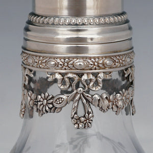 Antique  French Sterling Silver  Crystal Sugar Shaker, Caster, Muffineer