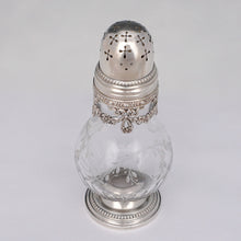 Load image into Gallery viewer, Antique  French Sterling Silver  Crystal Sugar Shaker, Caster, Muffineer