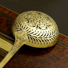 Load image into Gallery viewer, Puiforcat French Sterling Silver Gold Vermeil Sugar Sifter Spoon, Louveciennes