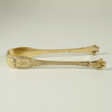 Load image into Gallery viewer, ODIOT Antique French Sterling Silver Sugar Tongs Louveciennes Gilt Vermeil