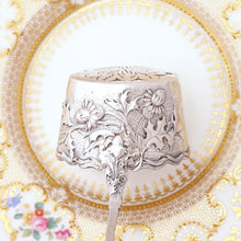 Load image into Gallery viewer, Antique Art Nouveau French Sterling Silver Tea Strainer Thistle Pattern