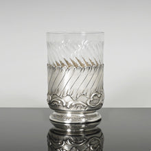 Load image into Gallery viewer, Antique French Sterling Silver Spiral Fluted Cut Glass Tumbler Cup, Rocailles
