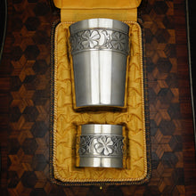 Load image into Gallery viewer, French Sterling Silver Tumbler Cup & Napkin Ring Boxed Set Art Deco Clover Motif