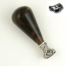 Load image into Gallery viewer, Antique French .800 Silver Wax Seal Banded Agate Stone Handle, Desk Stamp