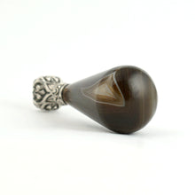 Load image into Gallery viewer, Antique French .800 Silver Wax Seal Banded Agate Stone Handle, Desk Stamp
