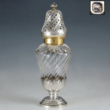 Load image into Gallery viewer, Antique French Sterling Silver &amp; Cut Crystal Sugar Shaker Caster, Muffineer
