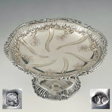 Load image into Gallery viewer, Antique French Sterling Silver Compote Tazza Footed Centerpiece Serving Dish, Rococo Floral Repousse