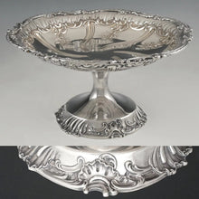 Load image into Gallery viewer, Antique French Sterling Silver Compote Tazza Footed Centerpiece Serving Dish, Rococo Floral Repousse