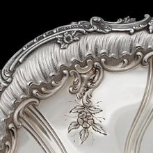 Load image into Gallery viewer, Antique French Sterling Silver Compote Tazza Footed Centerpiece Serving Dish, Rococo Floral Repousse