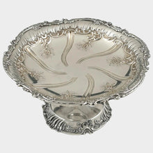 Load image into Gallery viewer, Antique French Sterling Silver Compote Tazza Footed Centerpiece Serving Dish, Rococo Floral Repousse