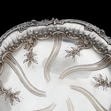 Load image into Gallery viewer, Antique French Sterling Silver Compote Tazza Footed Centerpiece Serving Dish, Rococo Floral Repousse