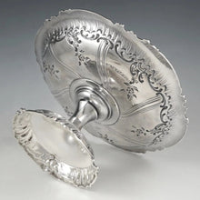 Load image into Gallery viewer, Antique French Sterling Silver Compote Tazza Footed Centerpiece Serving Dish, Rococo Floral Repousse